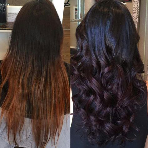 Plum Balayage Hair, Plum Black Hair, Dark Plum Hair Color, Dark Plum Hair, Hair Color Plum, Plum Hair, Black Hair Balayage, Cherry Hair, Hair Color Auburn