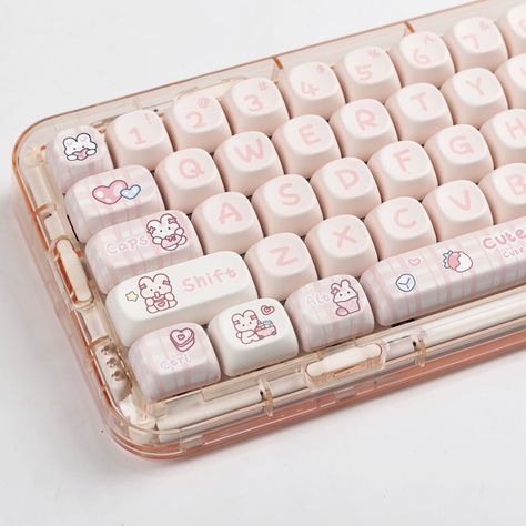 Specs Keys Number: 142 Keys Material: PBT Dye Sublimation Profile: MOA Profile Compatibility Friendly Remind: Only Keycaps included, no keyboard. Compatibility: 60%/70%.80%/90%/100% layout keyboards. Not compatible with Razer/Corsair/Dareu EK85 and short profile keyboards. Features Resistance to yellowing & Oiling Thicker keycaps can also contribute to a more muted typing sound. Aesthetic Keyboards, Fancy Keyboard, Battle Station, Modern People, Sushi Cat, Keyboard Keys, Unique Key, Keycap Set, Keyboard Accessories