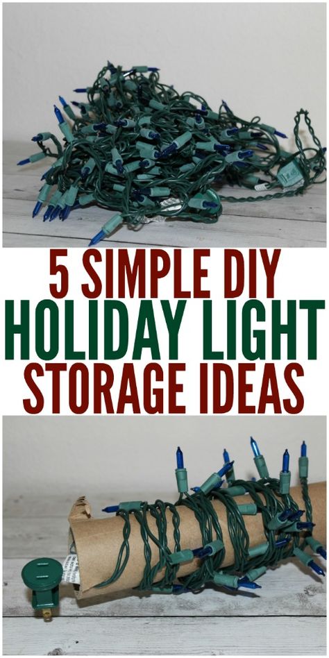 Easy DIY Holiday Light Storage Ideas = No More Tangled Strings Store Christmas Lights, Net Lights Ideas Christmas, Wrapping Trees With Christmas Lights, Christmas Light Storage Ideas, Christmas Light Organization, Christmas Lights Diy, Storing Christmas Lights, How To Store Christmas Lights, Christmas Storage Ideas