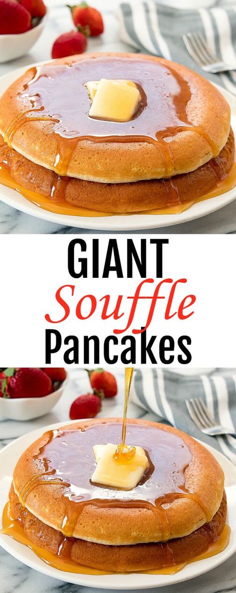 Giant Souffle Pancakes. Inspired by Japanese-style souffle pancakes, these giant pancakes are light and fluffy, cooked on the stove top, and make a fun brunch or breakfast. Giant Pancake Recipe, Souffle Pancakes Recipe, Giant Pancake, Food Insider, Epic Desserts, Themed Meals, Pancakes Pancakes, Buckwheat Cake, Cooking Mama