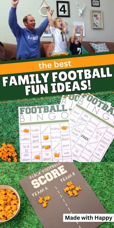 The best family football fun ideas are a collection of games and activities to make the most of your big game day! Get the kids involved and make memories having a blast and cheering on your favorite team! Family Game Ideas, Football Games For Kids, Fun Football Games, Family Football, Games To Play With Kids, Kid Friendly Activities, Printable Activities For Kids, Kids Zone, Football Party