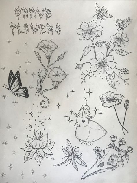 Fairy Witch Cottagecore Tattoos, Fairycore Aesthetic Tattoo, Fairycore Tattoo Designs, Whimsysigilism Tattoo, Cottagecore Flash Tattoo, Tattoo Ideas Cottagecore, Flower Flash Art, Garden Theme Tattoo, Fae Inspired Tattoos