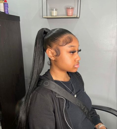 Long Slick Back Ponytail, Straight Ponytail Hairstyles, Cute Ponytail Styles, Hair Thread, Media Cola, Business Hair, Slick Ponytail, Tail Hairstyle, Slicked Back Ponytail