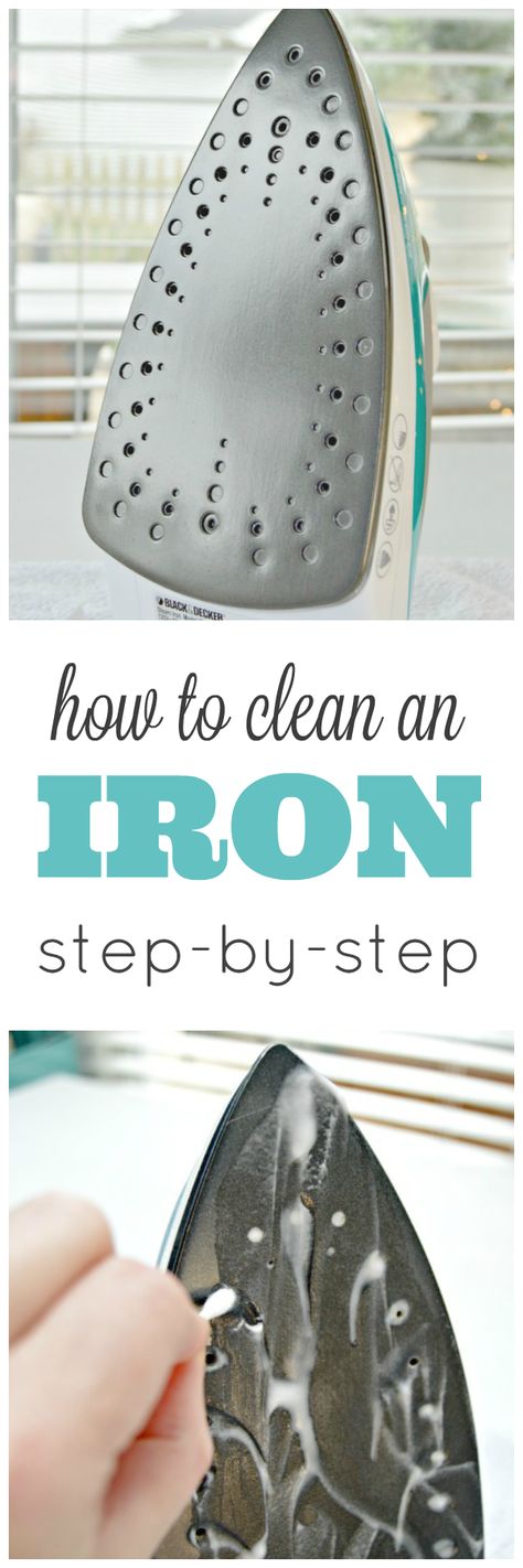 Step by step instructions on How To Clean An Iron - Remove gunk, buildup and even melted plastic! Iron Cleaning Hacks, How To Clean An Iron, Clean An Iron, Housekeeping Ideas, Iron Cleaning, Iron Clothes, Homemade Toilet Cleaner, Cleaning Methods, Cleaning Stuff