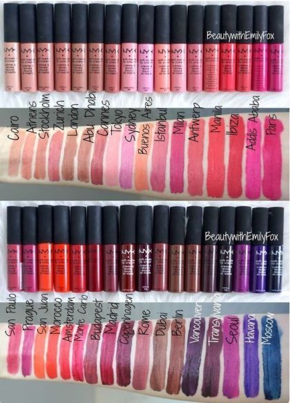 these NYX matte lip creams are the best! Nyx Soft Matte Lip Cream Swatches, Nyx Lip Cream, Nyx Soft Matte Lip Cream, Alat Makeup, Nyx Soft Matte, Nyx Lip, Nyx Lipstick, Makeup List, Soft Matte Lip Cream