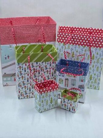 Stampin Up Gift Bags Tutorials, Stampin Up Dsp Gift Bag, How To Make Small Gift Boxes Easy, Gift Bags Diy Paper Box Templates, Gift Bags From 12 X 12 Paper, Gift Bag From 12x12 Paper, Stampin Up Bags, Decorating Paper Bags For Christmas, How To Make Bags Out Of Paper