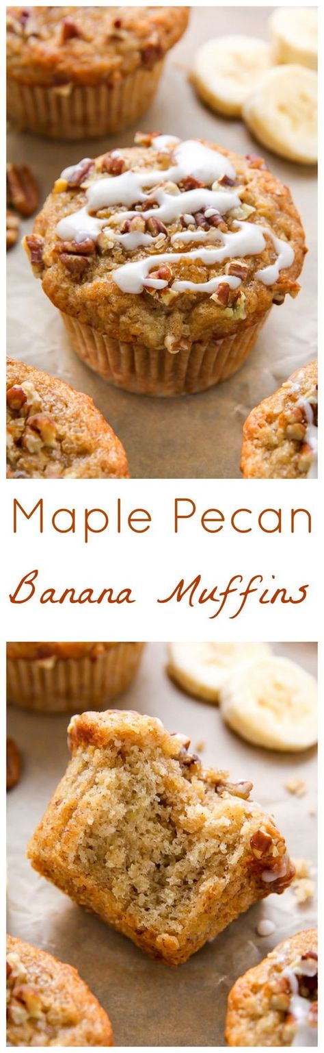 Vegan Banana Muffins, Muffins Blueberry, Pecan Muffins, Banana Muffin Recipe, Desserts Vegan, Maple Pecan, Banana Bread Recipe, Banana Muffins, Vegan Baking