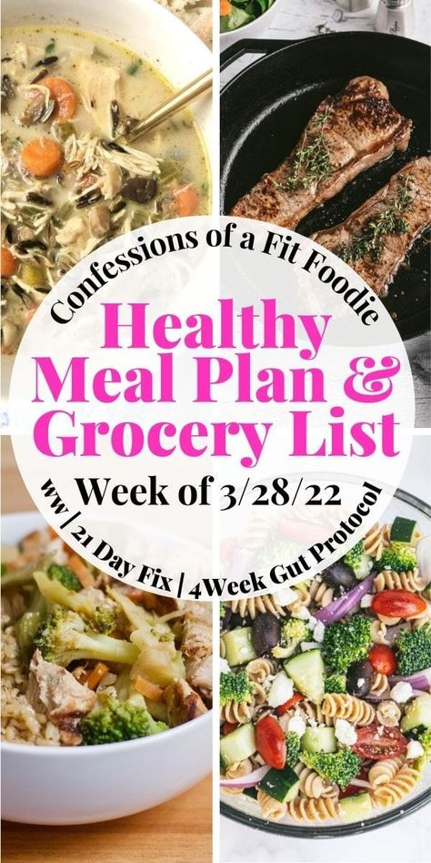 Ww Meal Plan, Gut Protocol, Healthy Weekly Meal Plan, 5 Dinners, Healthy Gut Recipes, Printable Grocery List, Beachbody Programs, Meal Plan Grocery List, 21 Day Fix Meal Plan