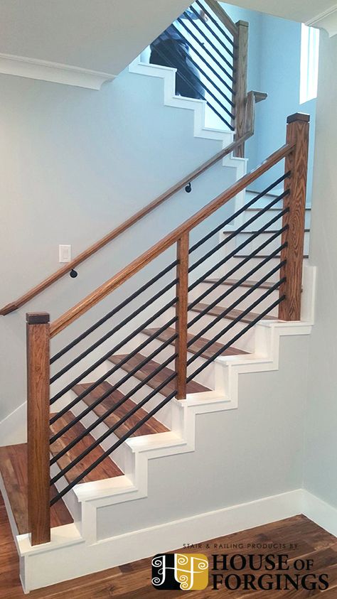 Horizontal Handrail, Horizontal Railing, Handrail Stairs, Stairway Railing, Stair Railing Makeover, Metal Handrail, Diy Staircase Makeover, Interior Stair Railing, Modern Stair Railing