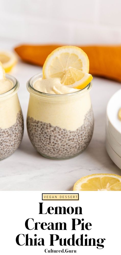 Lemon Cream Pie, Chia Pudding Recipes Healthy, Lemon Cream Pies, Chia Recipe, Chia Seed Recipes, Chia Pudding Recipes, Lemon Cream, Lost 100 Pounds, Vegan Dessert Recipes