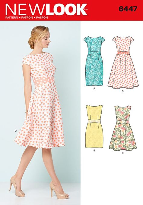 6447 Dress Pattern Free, Short Dress Patterns, Free Printable Sewing Patterns, Dress Sewing Patterns Free, New Look Patterns, Dresses By Pattern, Printable Sewing Patterns, Dress Patterns Free, Paper Dress