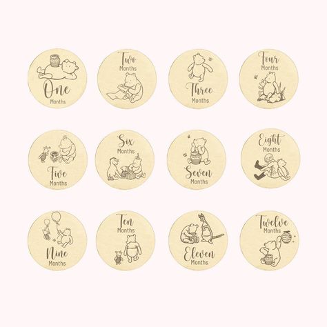 Documenting Precious Moments: Baby Milestone Cards Pack Winnie The Pooh Monthly Milestone, Winnie The Pooh Milestone, Baby Milestone Chart, Baby Handprint Art, Baby Handprint Crafts, Baby 2024, First Birthday Posters, Winnie The Pooh Baby Shower, Milestone Stickers