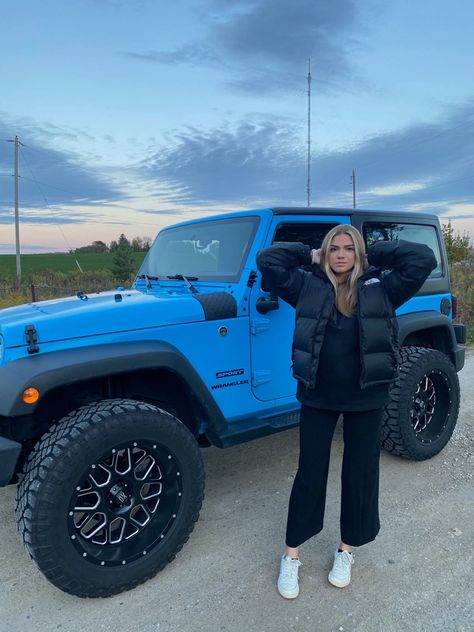 White Jeep Wrangler With Blue Accents, Black Jeep With Blue Accents, Blue Jeep Aesthetic, Navy Blue Jeep, Tiffany Blue Jeep, Blue Car Aesthetic, Light Blue Jeep, Two Door Jeep, Black Rims Jeep