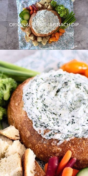 Spinach Dip is super easy and a wonderful appetizer and fun for the kids of all ages! Perfect as the center of yoru vegetable platter! #easy #cold #recipe #fresh  #appetizers #holidays #sourcream #HVRlove #Ad @hvranch Ranch Spinach Dip, Spinach Dip Appetizers, Spinach Dip Bread Bowl, Hot Spinach Dip, Fresh Appetizers, Low Carb Low Calorie, Bread Bowl Recipe, Creamy Spinach Dip, Summer Appetizers Easy