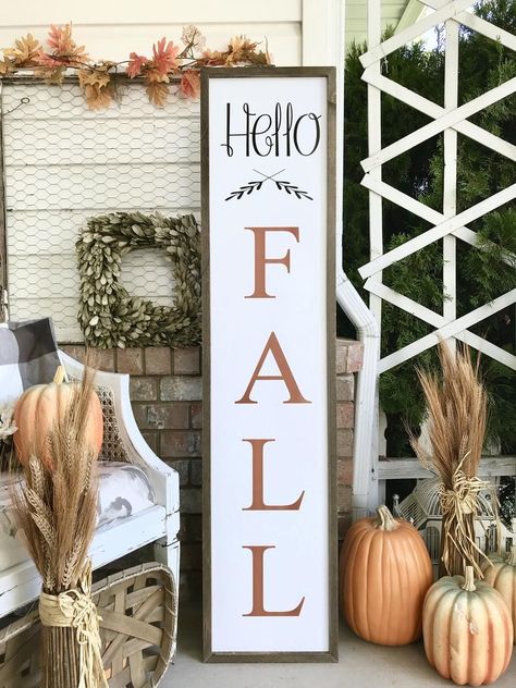 Diy Fall Decor Vases, Christmas Door Signs, Wood Porch, Fall Wood Signs, Porch Welcome Sign, Pumpkin Sign, Fall Decorations Porch, Halloween Porch, Porch Sign