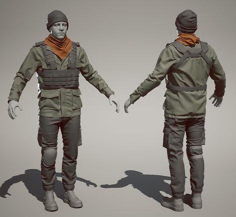 ArtStation - Modular gear character (WIP) Base Character, Project Zomboid, Character Rigging, Third Person Shooter, Marvelous Designer, Personal Project, Still Working, Post Apocalyptic