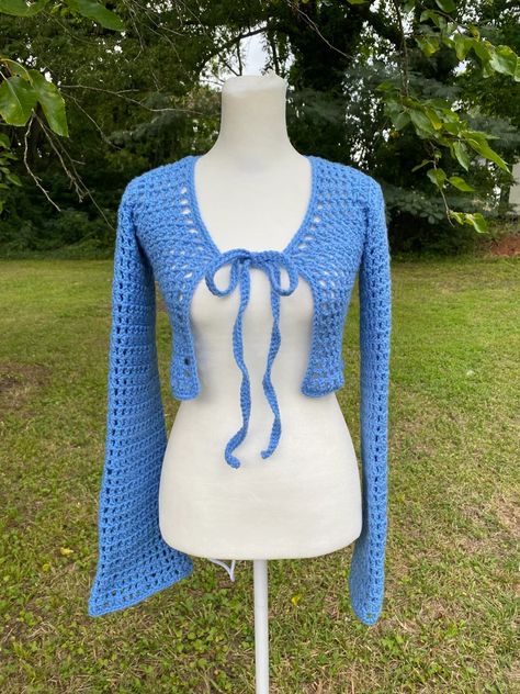 Y2k Crochet Mesh Cardigan, Knit Tie Cardigan, Crochet Cardigan Tie Up, Crochet Fairy Cardigan, Mini Cardigan Crochet, Crochet Net Cardigan, Tie Front Crochet Cardigan, Crochet Mesh Front Tie Cardigan, Crochet Mini Cardigan