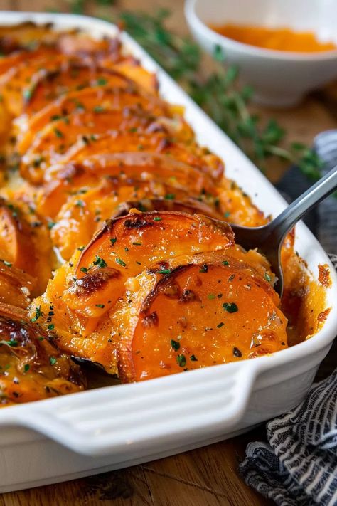 Sweet Potato And White Potato Recipes, Garlic Sweet Potato Mash, Garlic Butter Sweet Potato, Dutch Oven Sweet Potatoes, Make Ahead Sweet Potato Recipes, Baked Sweet Potato Oven, Savory Sweet Potatoes, Healthy Sweet Potato Casserole, Savory Sweet Potato Recipes