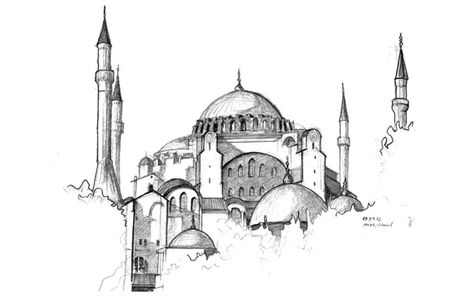 Handdrawing from my sketchbook, Sketch of  Hagia Sophia, Istanbul Turkey, 2012, from the album: drawelling, draw&travel Hagia Sophia Istanbul Drawing, Mosque Sketch Drawing, Istanbul Sketch Drawings, Hagia Sophia Sketch, Hagia Sophia Drawing, Istanbul Sketch, Mosque Sketch, Istanbul Drawing, Turkey Sketch