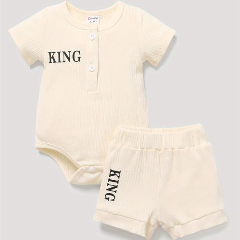 Alphabets Apricot Cotton Slime Clothes, Romper Shorts, Trendy Baby Clothes, Layette Set, Short Sleeve Romper, Baby Set, Trendy Baby, Collar Designs, Sleeved Romper