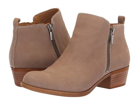 Lucky Brand Basel (Chinchilla) Women's Zip Boots. Look fab from head to toe with some help from these must-have booties. Step out in style with the chic assistance of the Basel bootie. Leather  suede. or nubuck upper with side zipper closure. Leather or suede upper. Smooth textile lining and lightly cushioned footbed. Side zip closures with pull tab at back. Stacked heel with a flexible rubber outsole. Round toe construction.  #LuckyBrand #Shoes #Boot #CasualZip #Gray Stylish Boots For Women, Fashion Boots Outfits, Women Boots Outfit, Balmain Boots, Sperry Boots, Women Brogues, Fall Boots Outfit, Lucky Brand Booties, Brogue Boots