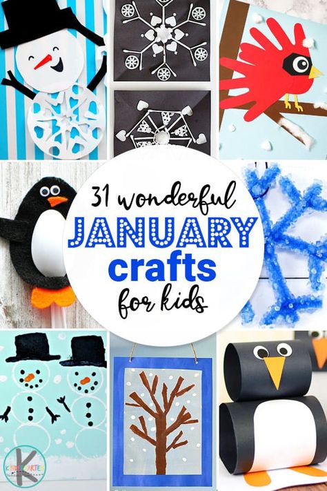 31 Wonderful January Crafts for Kids - get ready to have fun making winter crafts together with these snowman, penguin, snowflake, snow, and more cute crafts for kids #wintercrafts #januarycrafts #craftsforkids #preschoolcrafts January Crafts For Toddlers, January Crafts For Kids, January Craft, Snow Crafts, January Art, Winter Crafts Preschool, January Activities, Makeup Dark, January Crafts