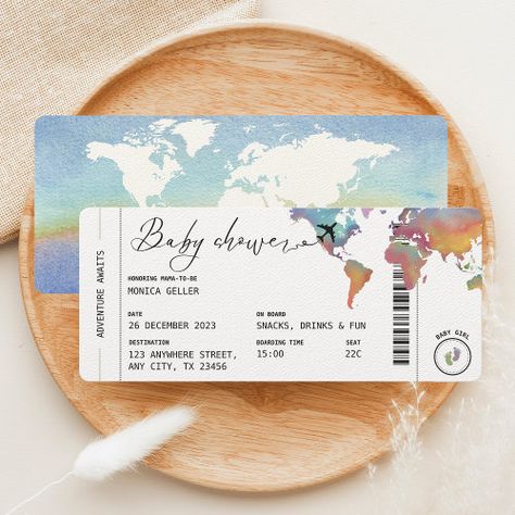 Boarding Pass Travel Gender Neutral Baby Shower Invitation #zazzle #weddinginvitations #birthdayinvitations #babyshowerinvitations #zazzleinvitations #monogram #businesscards #graduation #homedecor Adventure Awaits Gender Reveal, Travel Gender Reveal Ideas, Travel Shower Theme, Our Next Adventure Baby Shower Theme, Travel Gender Reveal, Travel Theme Baby Shower Ideas Girl, Travel Theme Gender Reveal Ideas, Flight Baby Shower Theme, Welcome To The World Baby Shower Theme