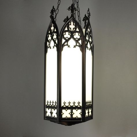 Gothic Lighting, French Gothic, Gothic Pendant, Gothic Design, Goth Decor, Castle Wall, Stained Glass Lamps, Light Copper, Witch Decor