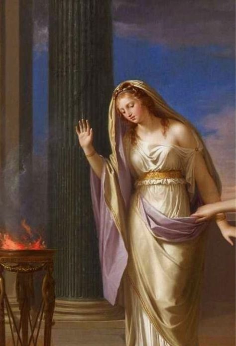 Francois-Andre Vincent  vesta Goddess Of The Hearth, John William Godward, Rennaissance Art, Greek Gods And Goddesses, Roman Goddess, Greek Mythology Art, Bride Of Christ, Roman Art, Mythology Art