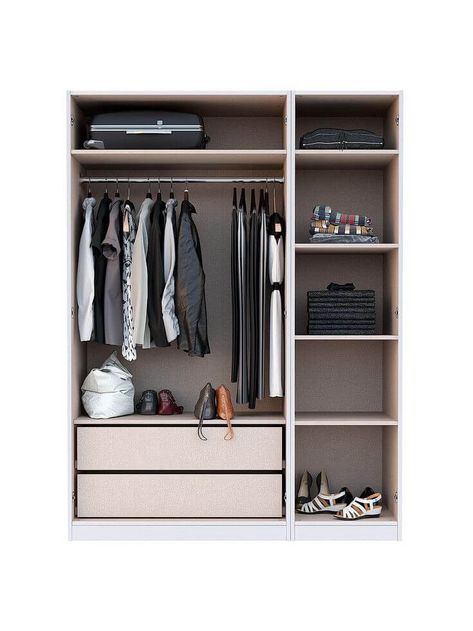 40 Space-Saving Wardrobe Design Ideas - Engineering Discoveries Wardrobe Inside Design, Wardrobe Internal Design, Bedroom Wardrobe Ideas, Organised Storage, Bedroom Wardrobe Design, Triple Wardrobe, Modular Wardrobes, Bedroom Cupboards, Bedroom Cupboard