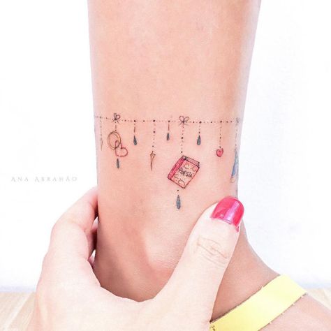 Love the idea but in black Ankle Bracelets Tattoos For Women, Charm Anklet Tattoo, Bracelet Tattoos For Women, Anklet Tattoos For Women, Charm Bracelet Tattoo, Charm Tattoo, Cuff Tattoo, Ankle Bracelet Tattoo, Maori Tattoos