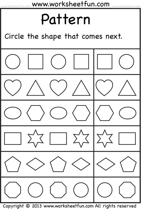 FREE Printable Worksheets – Worksheetfun / FREE Printable ... Ab Pattern Worksheet, Shape Worksheet, Pattern Worksheets For Kindergarten, Preschool Patterns, Shapes Worksheet Kindergarten, Kindergarten Addition Worksheets, Math Patterns, Kindergarten Worksheets Free Printables, Printable Kindergarten