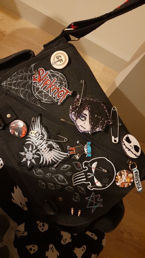 Alt Backpack For School, Alt Backpack, Spider Backpack, Grunge Bags, Emo Bag, Bag With Patches, Grunge Bag, Punk Bag, Punk Fashion Diy