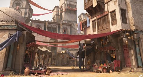 ArtStation - Middle eastern Bazaar, Michel Abiad Cinematic Moodboard, Game Level Design, Medieval Fair, Fantasy Village, Planet Coaster, Perspective Drawing Architecture, Fantasy Town, African Market, Fantasy Pictures