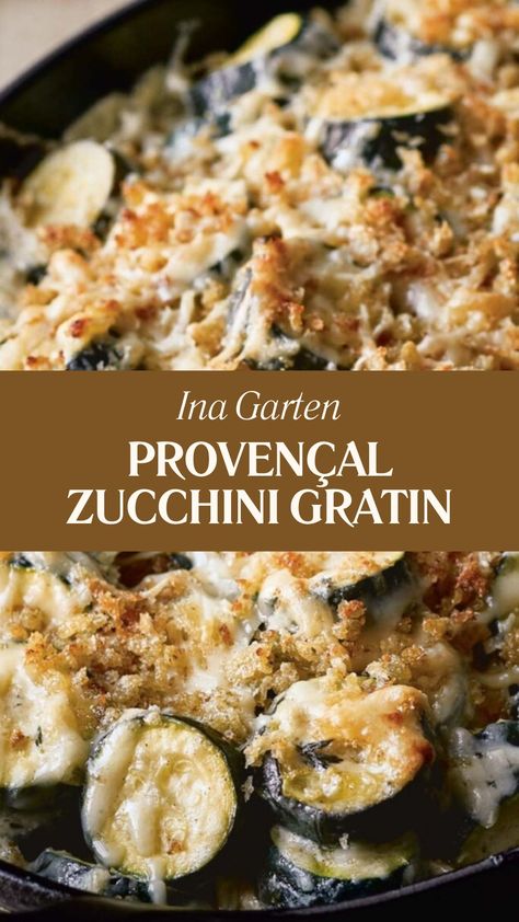 Ina Garten Provençal Zucchini Gratin Ina Garten Casserole Recipes, Ina Garden Recipes, Zucchini Au Gratin, Zucchini Side Dish, Best Ina Garten Recipes, Onion Butter, Zucchini Gratin, Zucchini Side Dishes, Thyme Recipes