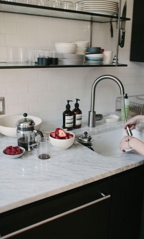 Lauren Snyder's Brooklyn Kitchen Remodel | Remodelista Remodelista Kitchen, Brooklyn Kitchen, Refinery 29, Pantry Cabinets, Kitchen Pantry Cabinets, Organizing Hacks, Stone Kitchen, Contemporary Kitchen Design, Custom Kitchens