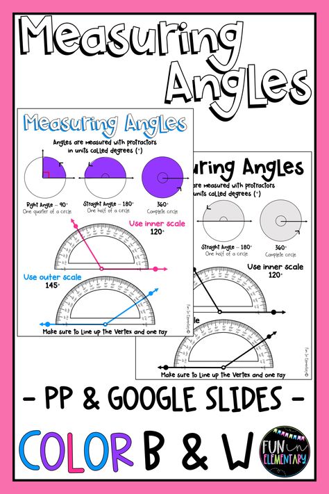 Measuring Angles Anchor Chart, How To Use A Protractor Anchor Chart, Angles Anchor Chart 4th Grade, Protractor Anchor Chart 4th Grade, How To Use A Protractor, Protractor Activities, Angles Lesson, Angles Anchor Chart, Teach Angles