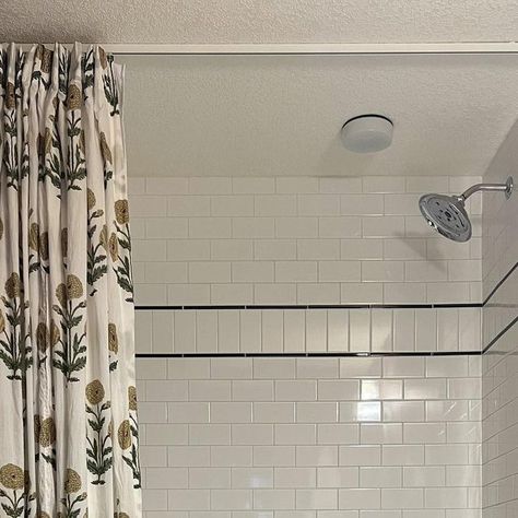 Erin Zubot • HOME DESIGN & DIY on Instagram: "It’s no secret I love how a curtain track slides so dang smoothly (swipe to see!) and my latest obsession is using them in place of a shower curtain. I first did this in my guest bath and hid it behind a bit of trim but I’ve since replaced the one in the kids bath too. Today on the blog I’m talking all about curtain tracks in a shower and answering all the questions I always get about lighting, venting, where to get those long shower curtains and Curtain Tracks, Long Shower Curtains, Latest Obsession, Home Design Diy, Curtain Track, Grandmas House, Kids Bath, Guest Bath, City House