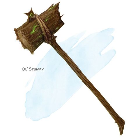 The Griffon's Saddlebag on Instagram: “⚔️ 𝗡𝗲𝘄 𝗶𝘁𝗲𝗺! Ol' Stumpy Weapon (maul), uncommon ___ This lashed-together stump and stick carry an age-old enchantment from an unknown…” The Griffon's Saddlebag, Griffon's Saddlebag, Wizard Staff, Wooden Staff, D D Items, Dnd 5e Homebrew, D&d Dungeons And Dragons, Dungeons And Dragons Homebrew, Fantasy Concept Art