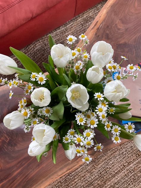 Tulips and daisies looking cute Trader Joe’s Fall Flowers, Trader Joes Flowers Arrangement, Trader Joes Floral Arrangements, Trader Joes Bouquets, Flower Arrangements Trader Joe’s, Trader Joe’s Flower Arrangement, Trader Joe’s Bouquet, Daisy And Tulips, Trader Joe’s Flowers