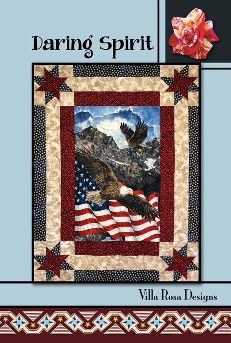 What Can I Do with a Quilt Panel? – Villa Rosa Quilts Eagle Quilt, Panel Quilt Patterns, Quilt Pattern Book, Fabric Panel Quilts, Villa Rosa, Flag Quilt, Sewing Cards, Rose Quilt, Quilt Of Valor