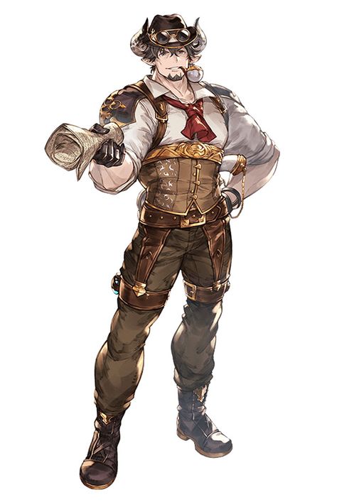 Steam Punk Character Design Male, Sailor Character Design, Steam Punk Character Design, Jrpg Characters, Granblue Fantasy Art, Punk Character Design, Punk Character, Steampunk Character, Anime Pirate