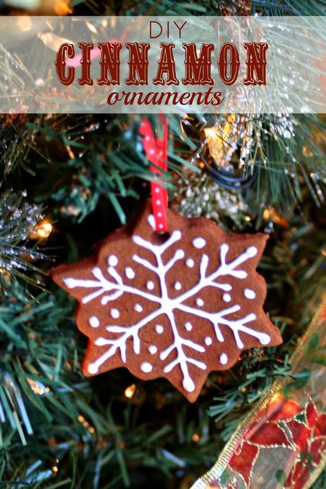 make these easy DIY Cinnamon Ornaments to decorate your tree and have your house smelling like Christmas | Jordan's Easy Entertaining Diy Cinnamon Ornaments, Diy Salt Dough Ornaments, Diy Salt Dough, Diy Cinnamon, Santa Faces, Cinnamon Ornaments, Salt Dough Ornaments, Dough Ornaments, Homemade Ornaments