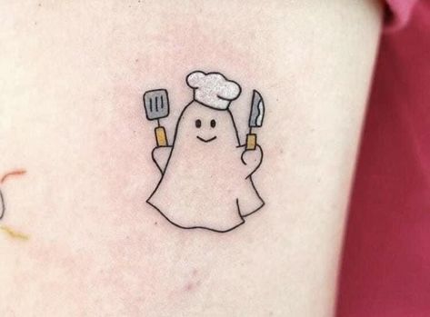 Culinary Tattoos, Chef Tattoo, Tattoos Cute, Sharpie Tattoos, Ghost Tattoo, Doodle Tattoo, Парные Тату, Cute Little Tattoos, Cute Tiny Tattoos