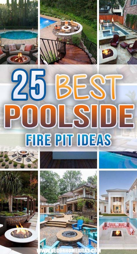 Backyard Fire Pit And Hot Tub Ideas, Patio With Pool And Fire Pit, Pool Design With Fire Pit, Pool Landscaping Fire Pit, Fire Pit Ideas Near Pool, Pool Patio With Fire Pit, Fire Pit Ideas Backyard By Pool, Inground Pool And Fire Pit Ideas, Firepits And Pool Backyard Ideas