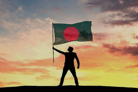 Male silhouette figure waving bangladesh... | Premium Photo #Freepik #photo #conquest #triumph #accomplishment #holding-flag Bangladesh Flag Wallpaper, Bangladesh Flag Aesthetic, Bangladeshi Flag, Flag Of Bangladesh, Male Silhouette, Classy Girl Quotes, Grabby Hands, Lebanon Flag, Bangladesh Flag