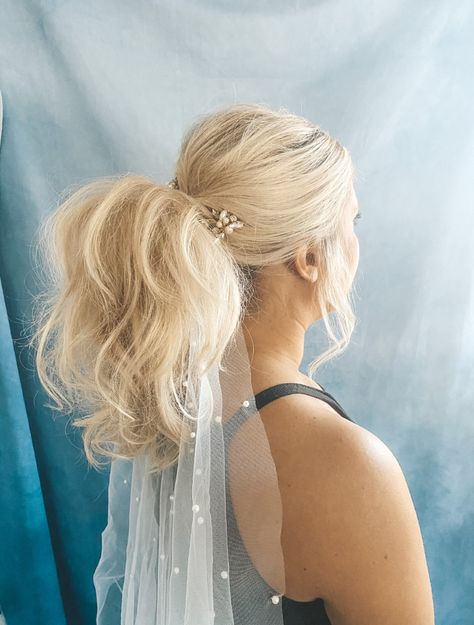 Veil Under Ponytail, High Ponytail Veil, Veil With High Ponytail, High Ponytail With Veil, Veil With Ponytail, Bridal Ponytail Hairstyles With Veil, Bridal Ponytail With Veil, Ponytail With Veil, Wedding Ponytail Hairstyles With Veil