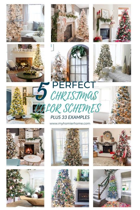 Picking a color scheme will completely uplevel your holiday decor. Check out these perfect Christmas color schemes to try. Read more here. Christmas Color Ideas, Christmas Color Schemes, Christmas Colour Schemes, Christmas Color Palette, Christmas Color, Christmas Bedroom, Christmas Room, Colorful Christmas Tree, White Snowflake