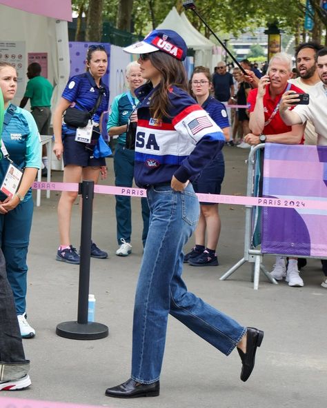 Bonjour, @kendalljenner! The model has touched down in Paris to cheer on the ladies of @usagym decked out in appropriately patriotic @poloralphlauren gear. Tap the link in our bio for all the details. Ralph Lauren Street Style, Ralph Lauren Olympics, Team Usa Gymnastics, Ralph Lauren Womens Clothing, Usa Gymnastics, Month Of August, Kendall Style, Patriotic Fashion, Month Of July