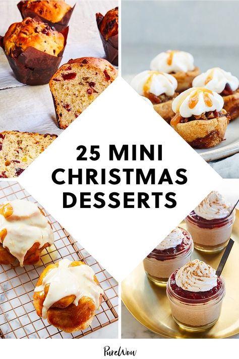 30 Mini Christmas Desserts That Are Equal Parts Delightful and Delicious Small Christmas Desserts, Snowball Cakes, Individual Christmas Desserts, Mini Christmas Desserts, Finger Food Desserts, Xmas Recipes, Christmas Pastries, New Year's Desserts, Mini Dessert Recipes